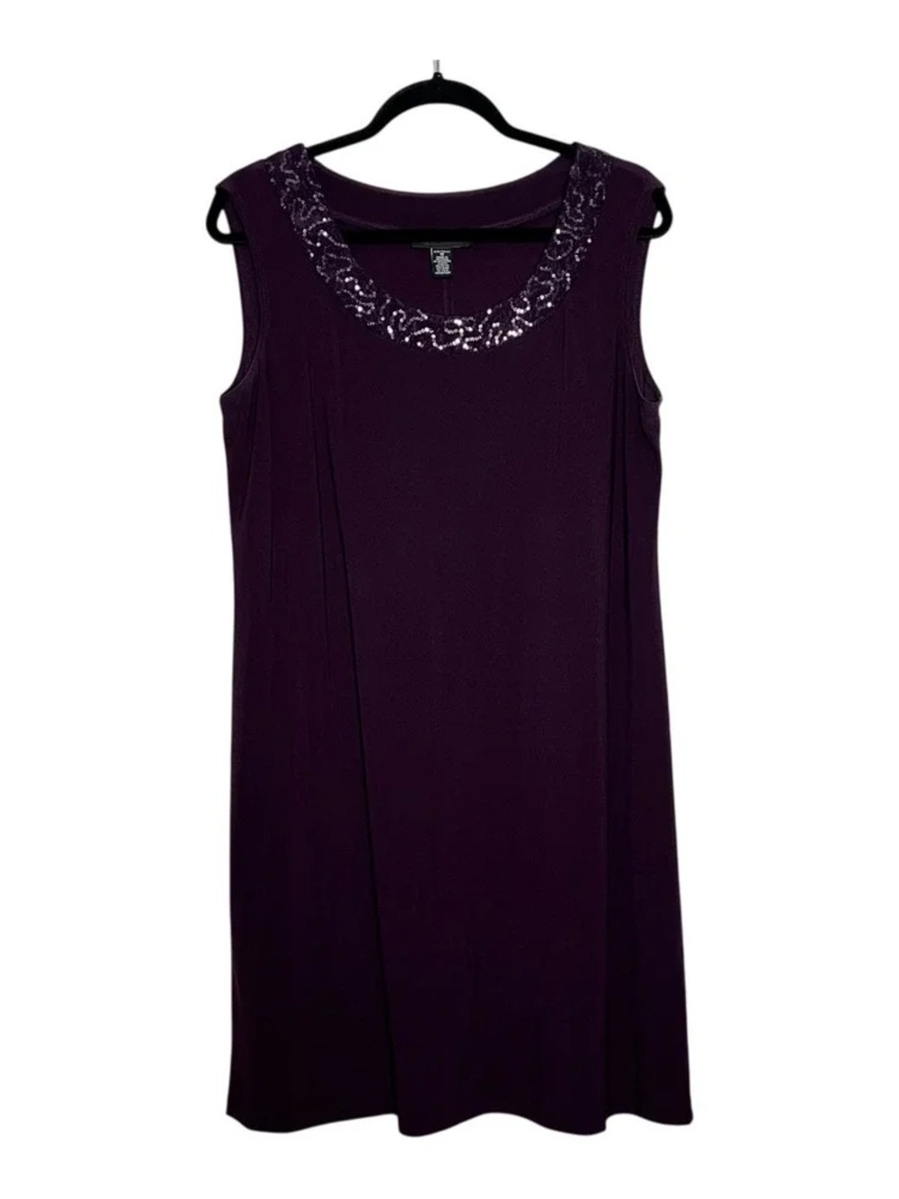 Avenue Sleeveless Beaded Neckline Midi Dress - Plum